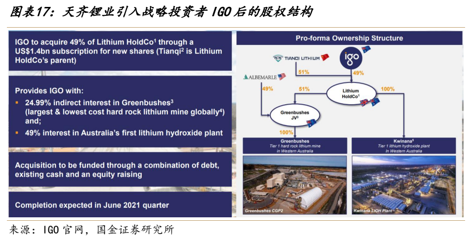 **图7. 图表 17: 天齐锂业引入战略投资者 IGO 后的股权结构**