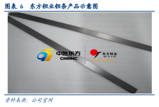 **图2. 表 6: 东方钽业钽条产品示意图**