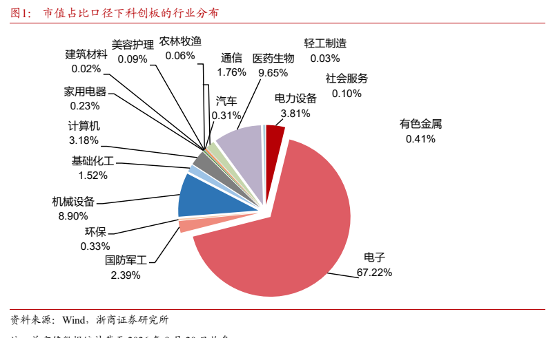 **图1. 市值占比口径下科创板的行业分布**
