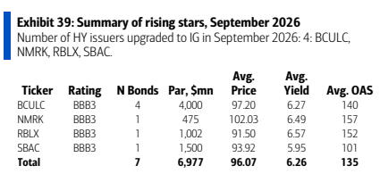 **图11. 2026年9月新晋投资级（Rising Stars）汇总**