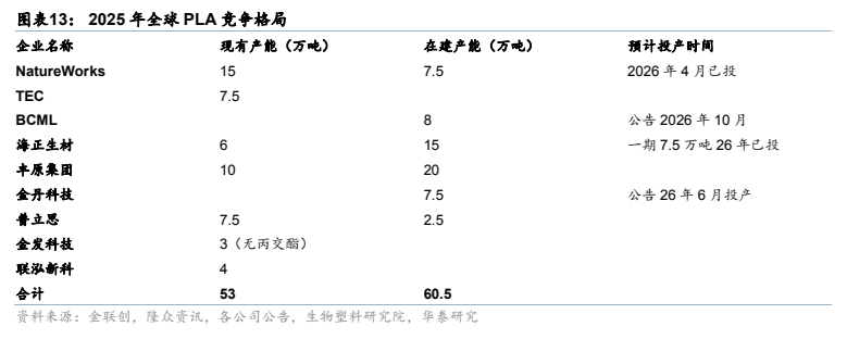 **图5. 图表 13: 2025 年全球 PLA 竞争格局**