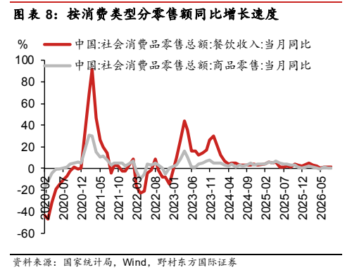 **图6. 表 8: 按消费类型分零售额同比增长速度**