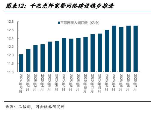**图8. 图表 12: 千兆光纤宽带网络建设稳步推进**