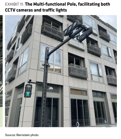 **图5. 集成闭路电视摄像头和交通信号灯的多功能杆**