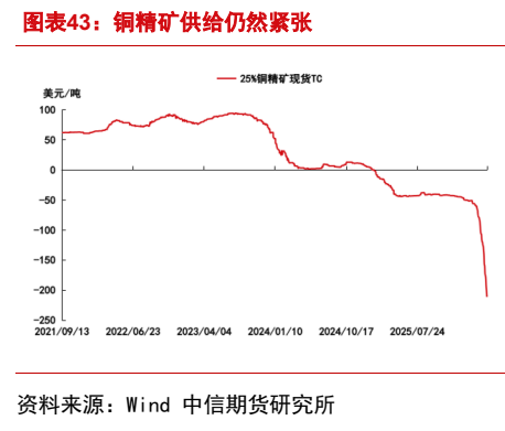 **图10. 图表 43: 铜精矿供给仍然紧张**